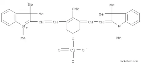 Molecular Structure of 70446-24-1 (2-((E)-2-(2-METHOXY-3-[(E)-2-(1,3,3-TRIMETHYL-1,3-DIHYDRO-2H-INDOL-2-YLIDENE)ETHYLIDENE]-1-CYCLOHEXEN-1-YL)ETHENYL)-1,3,3-TRIMETHYL-3H-INDOLIUM PERCHLORATE)